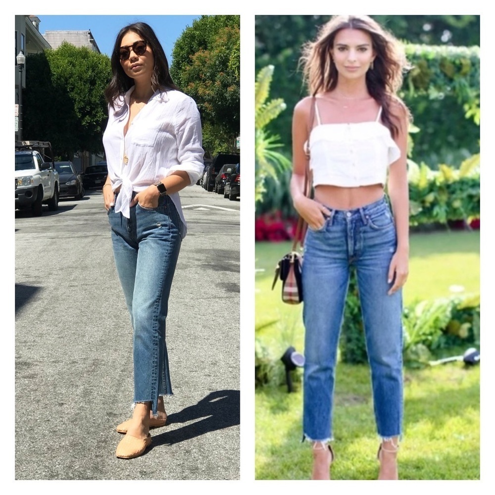 GRLFRND Blue Straight Leg Jeans